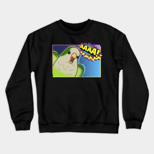 angrey green quaker parrot comic Crewneck Sweatshirt